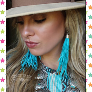 Teal Shake Your Tail Feather Earring
