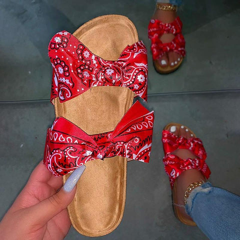 Red Bandana Double Bow Sandal