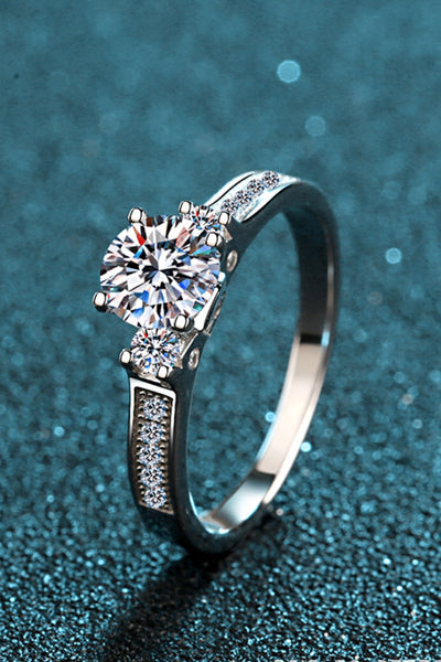 Lucky Charm Moissanite Rhodium-Plated Ring