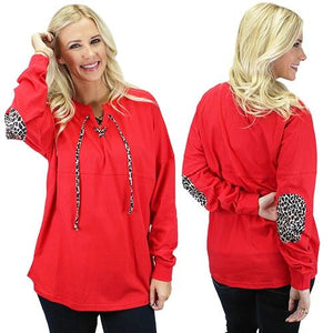 90100 Red Leopard Drawstring Top