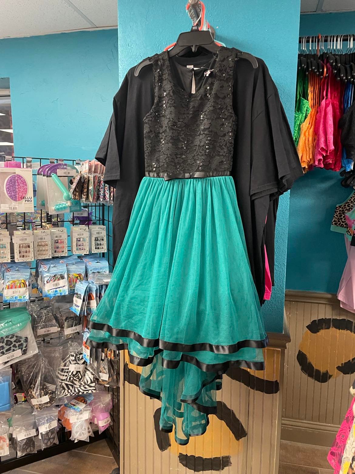 Girls Black/Teal Cocktail Dress