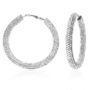 Clear Rhinestone Hoop Earrings