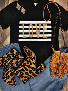 Black stripe Gold LOVE tee