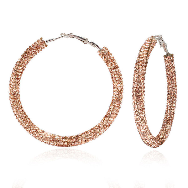 Champagne Rhinestone Hoop Earrings