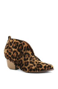 Leopard Fringe Booties