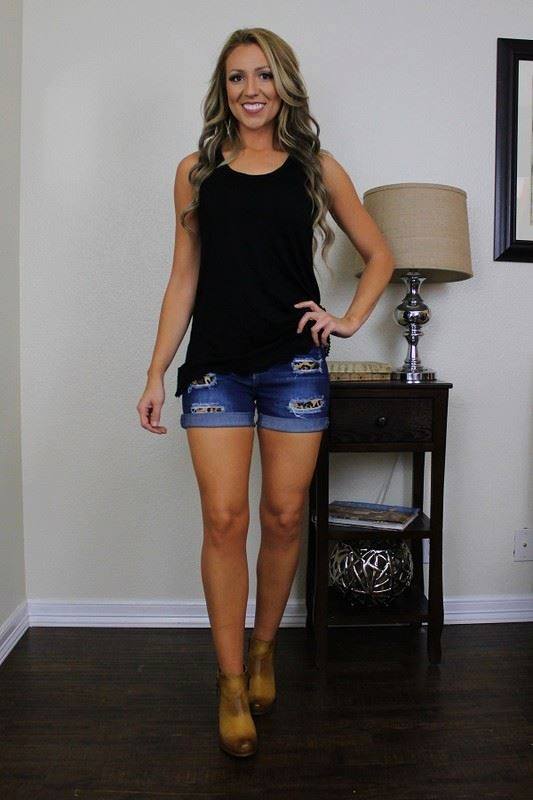 Black Lace Hem Tank