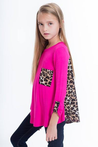 RED Girls Leopard 3/4 Sleeve Top