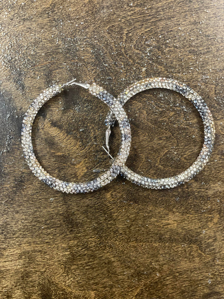 Leopard Rhinestone Hoop Earrings