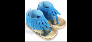 Infant Blue Fringe Sandals