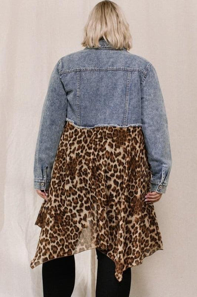Denim Leopard Chiffon Duster
