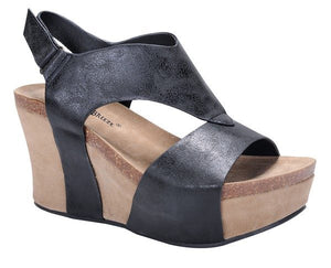 Black Leather Wedge