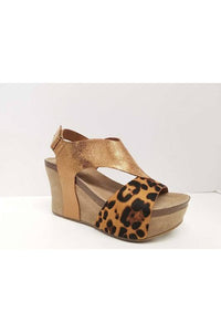 Gold/Leopard Leather Wedge