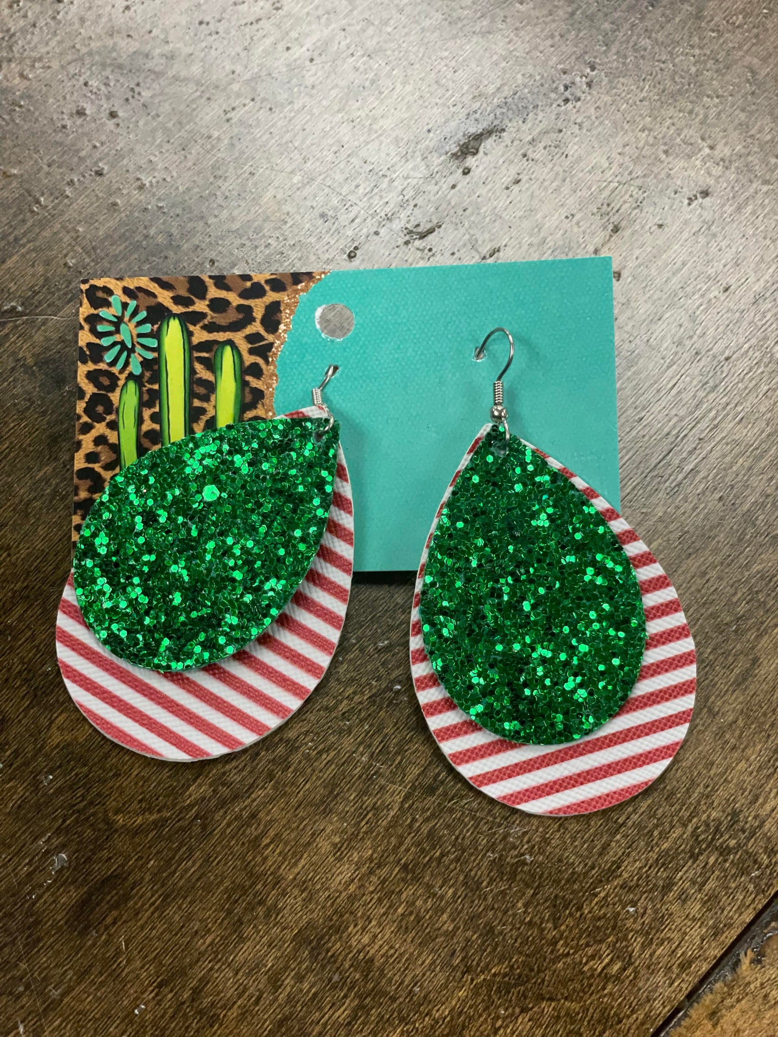 Candy Cane Stripe Glitter Layer Earrings