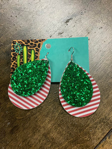 Candy Cane Stripe Glitter Layer Earrings