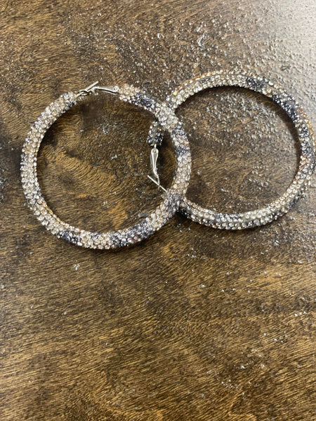 Leopard Rhinestone Hoop Earrings