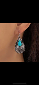 Silver Turquoise Cactus Earrings