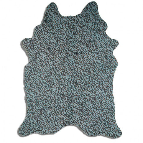Blue Leopard Suede Leather Hide