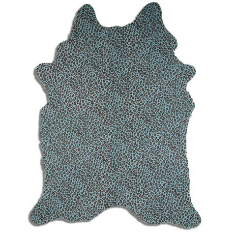 Blue Leopard Suede Leather Hide