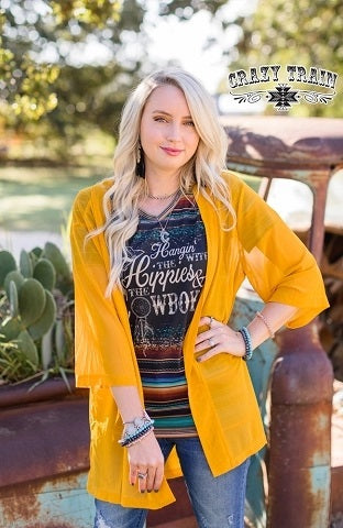 Crossfire Kimono-Mustard