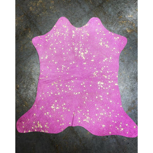 Pink & Gold Acid Wash Suede Leather Hide