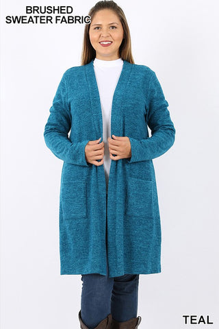 Teal Brushed Sweater Cardigan