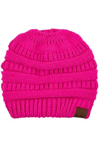 Hot Pink Bun Beanie