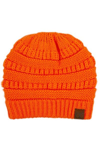 Neon Orange Bun Beanie