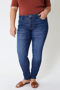 K7085 Mid Rise Skinny Medium Dark Wash Jean