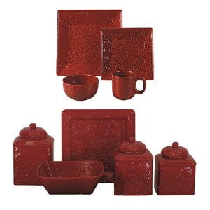 SAVANNAH RED 21-PC DINNERWARE AND CANISTER SET