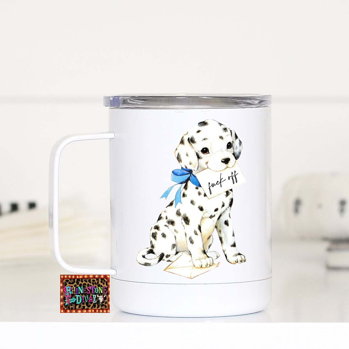 Fuck Off Vintage Puppy Travel Cup