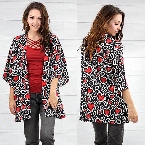 Black/Red Heart Duster