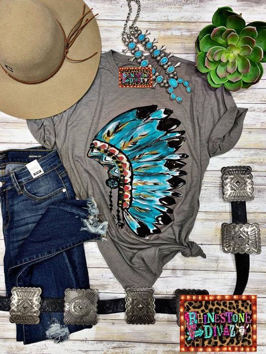 Water Color Indian Headdress Tee