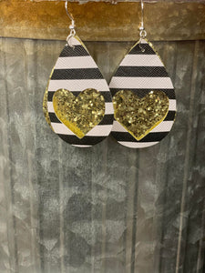 Gold Glitter Heart Cutout Earrings