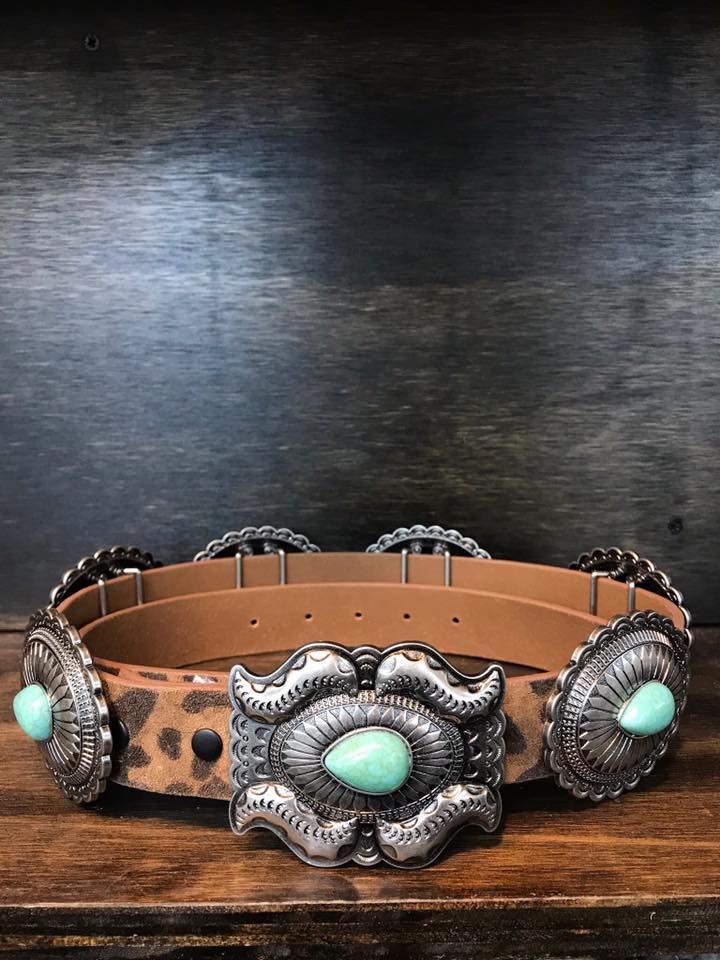 Leopard Turquoise Concho Belt