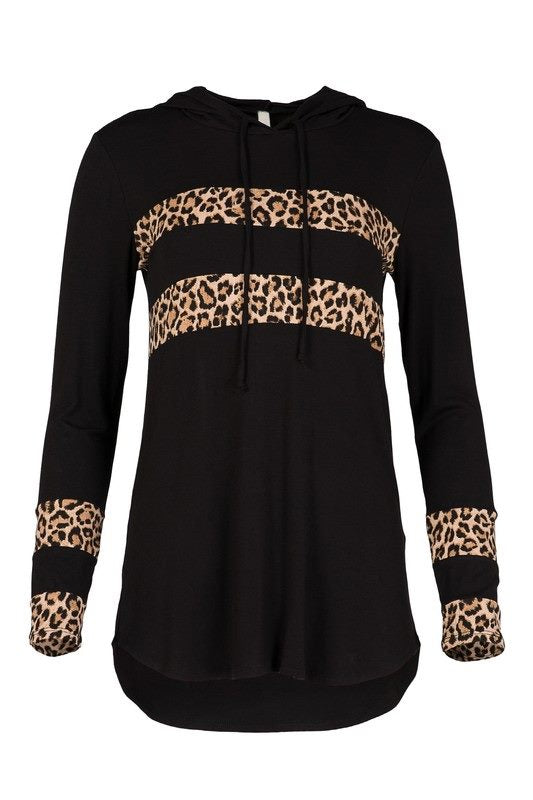 Black Small Stripe Leopard Thin Hoodie