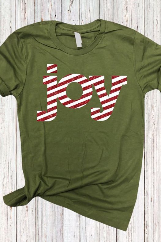 Glitter Candy Cane Joy Tee