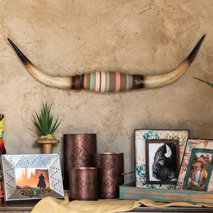 Longhorn Southwestern Wall Sculpture w / Serape-Felt Wrap