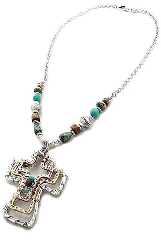 Layered Cross Necklace Set