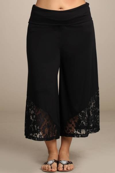 Black Gaucho Side Lace Capri