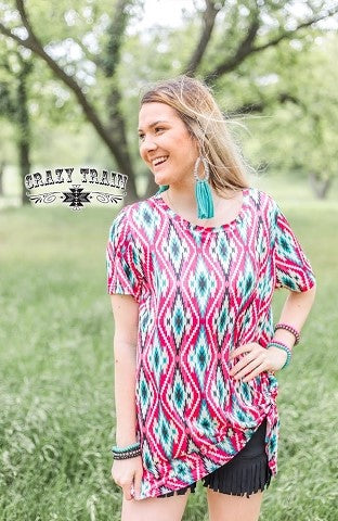 Pink/Teal Azteca Knotty