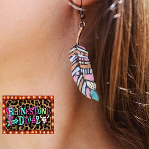 Multi Color Feather Earrings