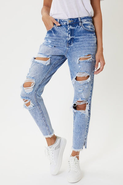 K5201 High Rise Distressed Boyfriend Jean