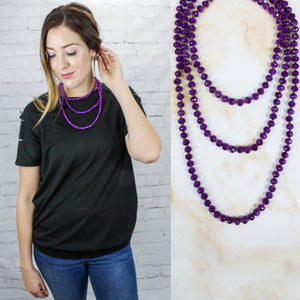 Dark Purple Bead Necklace