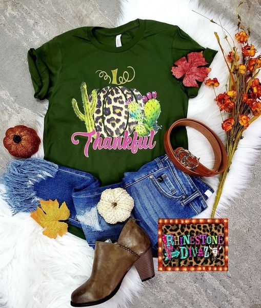 Green Thankful Pumpkin Tee