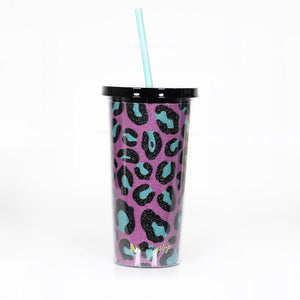 Pink/Teal Leopard Tumbler