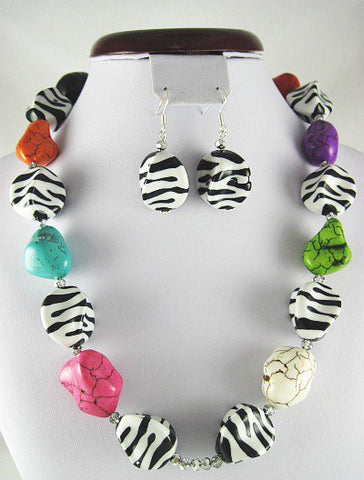 Zebra Multi Bead Necklace