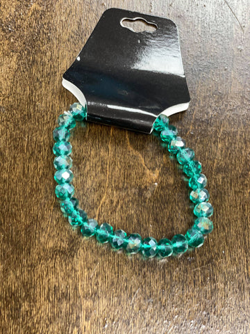 Clear Turquoise Bead Bracelet