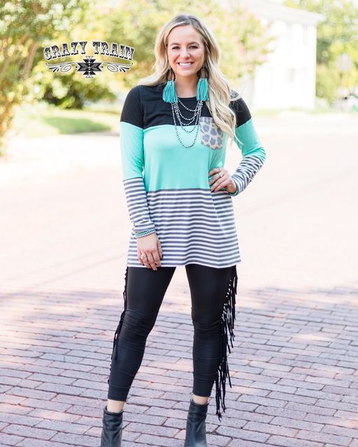 Teal Coffee Date Top