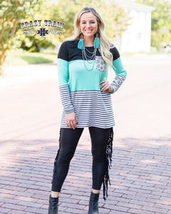 Teal Coffee Date Top