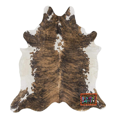 Extra Large Brazilian Brindle with White Belly Cowhide Rug